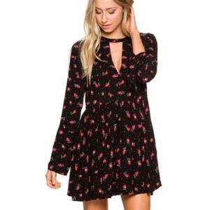 NEW Free People Tegan Floral Print Mini Dress 4 Black Party Date Wedding